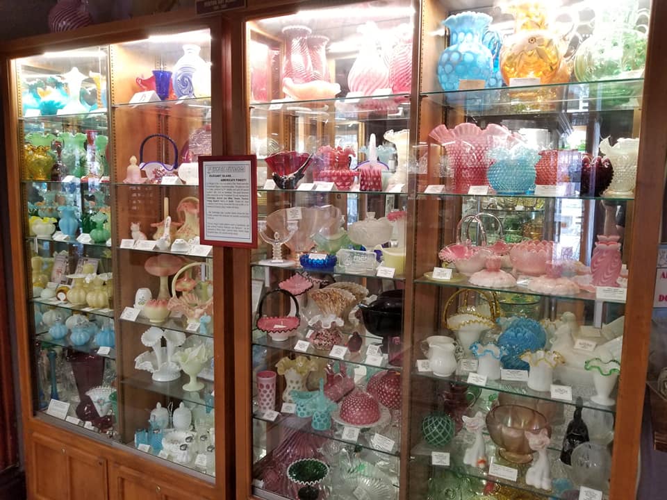 Cabinet filled with Fenton glass