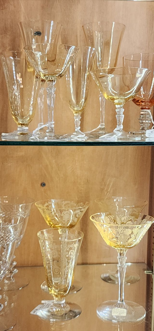 Tall display of glass in the Museum Gift Shop